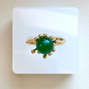 Gold Ring with Green Cabochon Gem